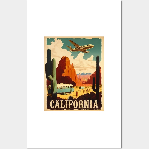 California Desert Vintage Travel Art Poster Wall Art by OldTravelArt